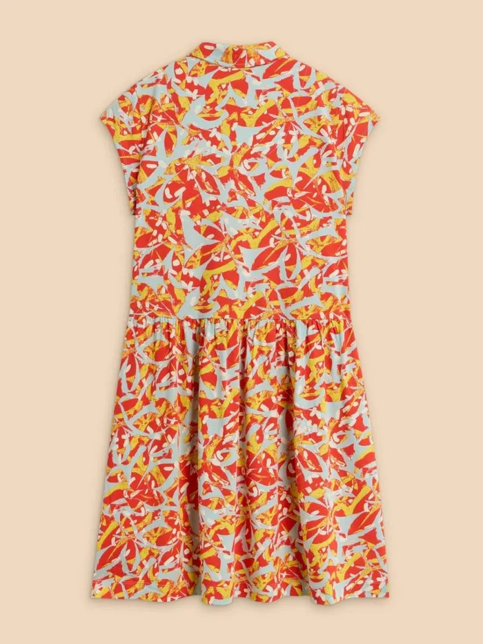 Women DRESSES White Stuff Everly Printed Jersey Shirt Dress Orange Print