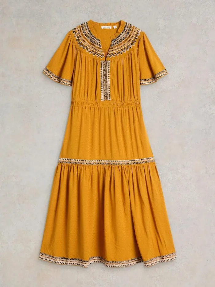Women DRESSES White Stuff Heidi Embroidered Dress Tan Multi Women DRESSES White Stuff Heidi Embroidered Dress Tan Multi