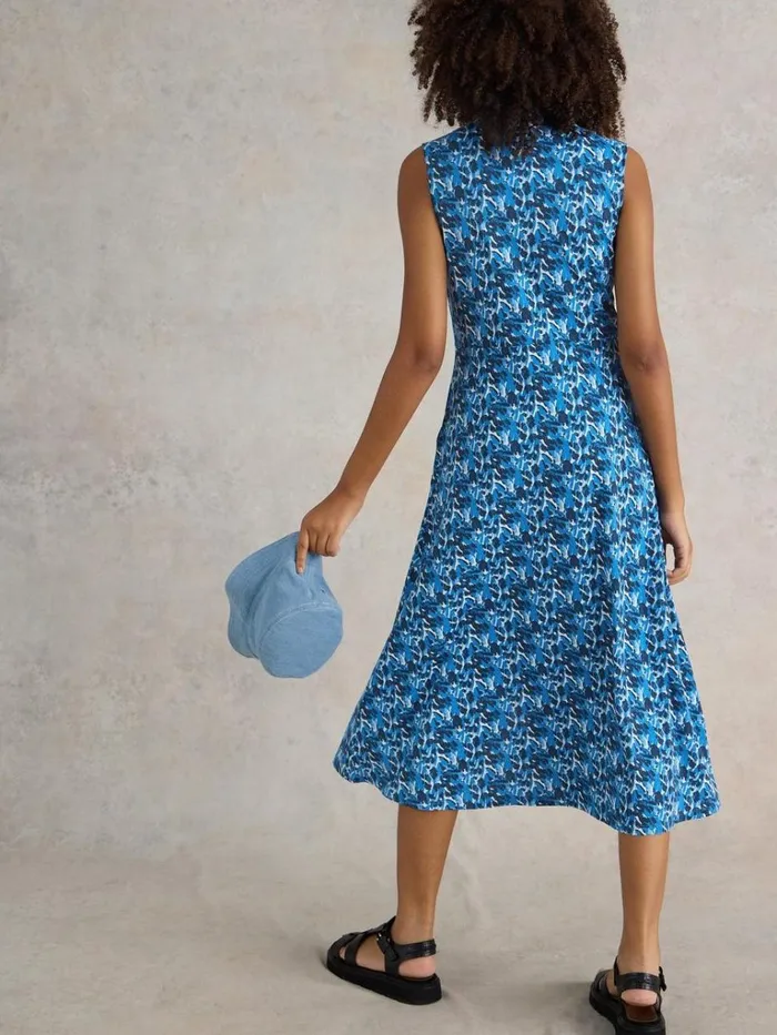 Women DRESSES White Stuff Rua Jersey Shirt Dress Blue Print Women DRESSES White Stuff Rua Jersey Shirt Dress Blue Print