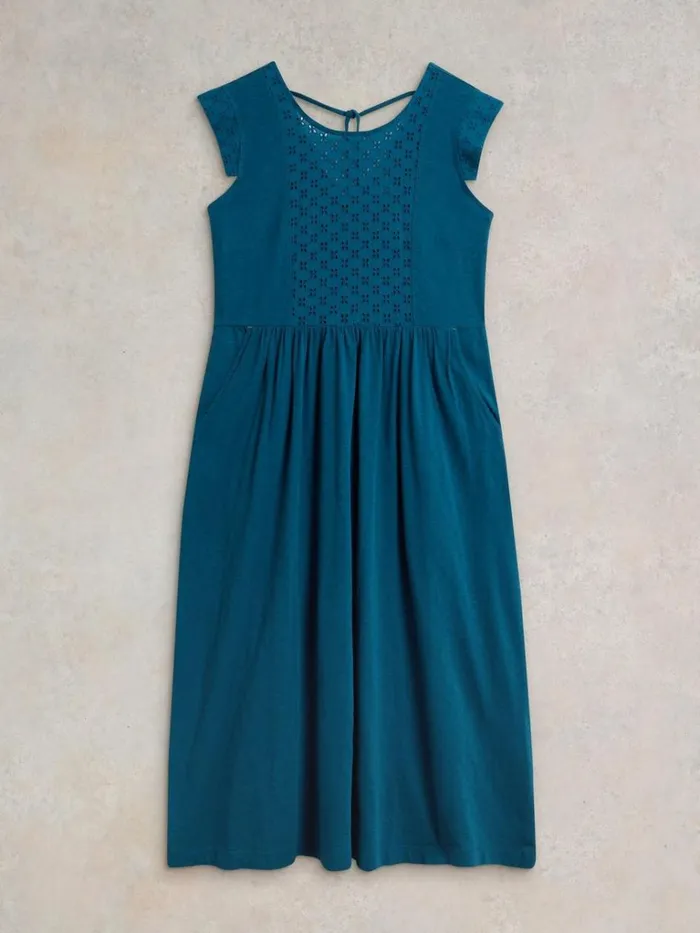 Women DRESSES White Stuff Violet Broderie Jersey Dress Mid Blue