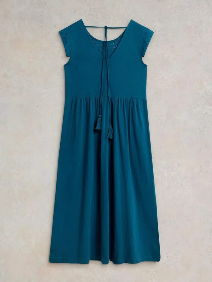 Women DRESSES White Stuff Violet Broderie Jersey Dress Mid Blue