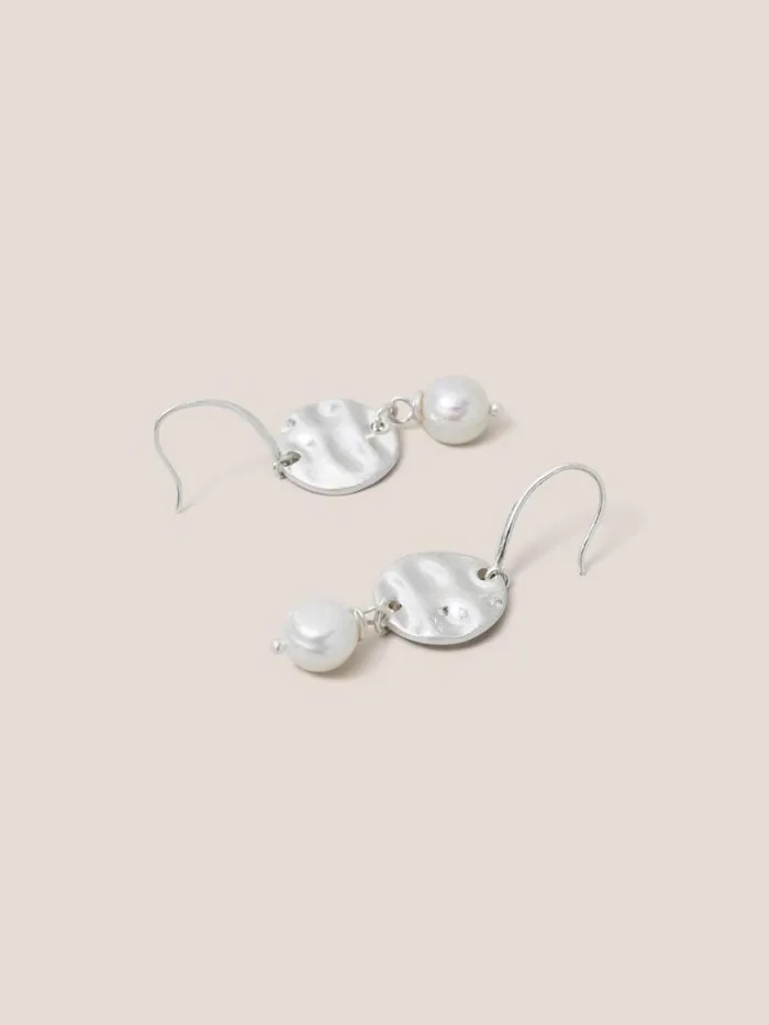 Women EARRINGS White Stuff Silver Plated Pearl Earrings Silver Tone Metallic