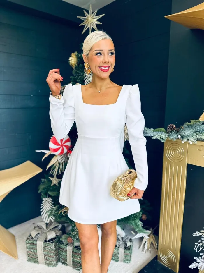 Women Evening Dress Canella Lane Antonia Bow Detail Mini Dress White
