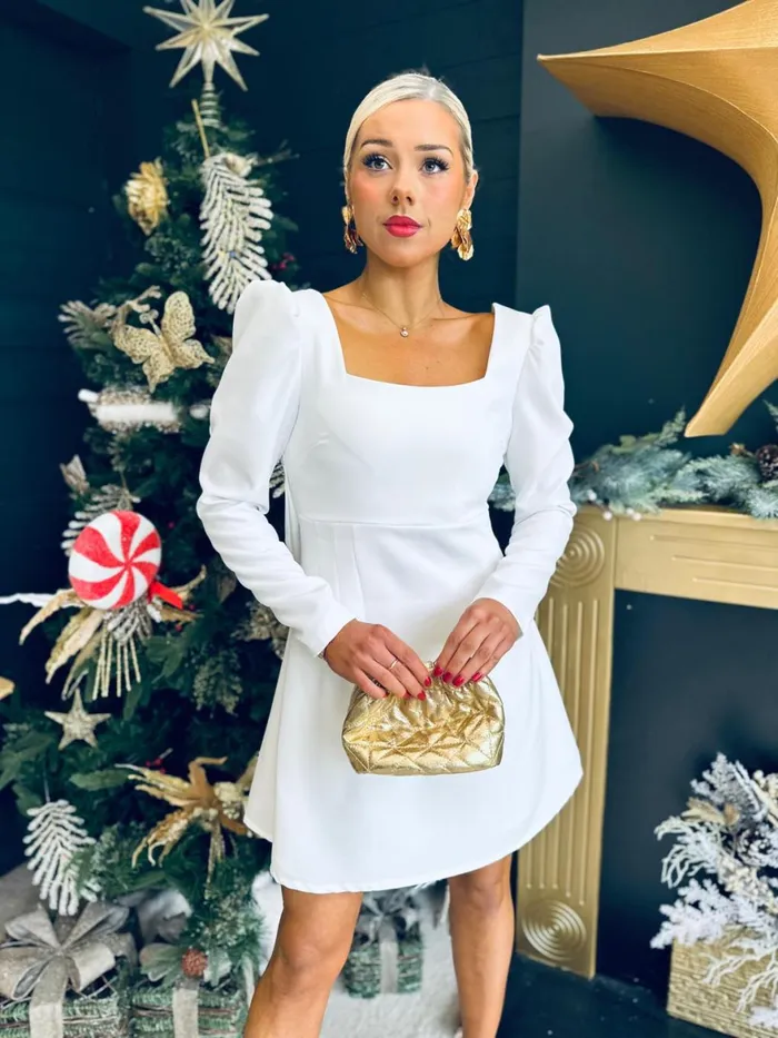 Women Evening Dress Canella Lane Antonia Bow Detail Mini Dress White