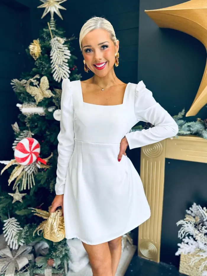 Women Evening Dress Canella Lane Antonia Bow Detail Mini Dress White