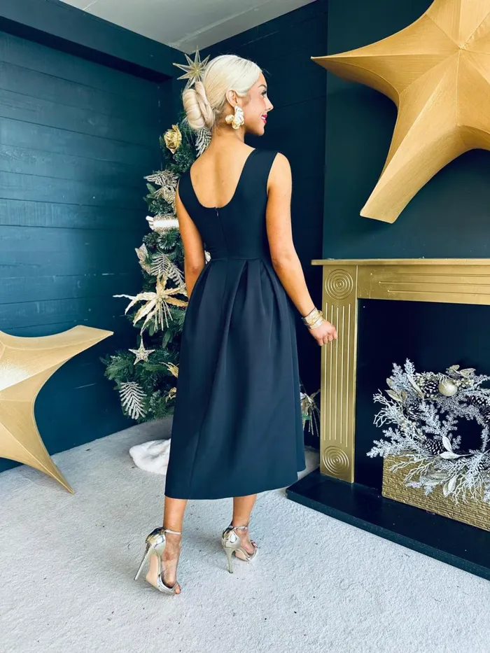 Women Evening Dress Canella Lane Florence Detailed Occasion Dress Black