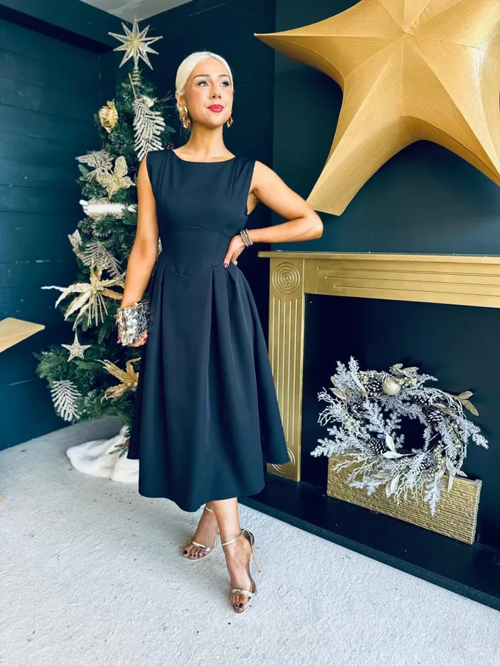Women Evening Dress Canella Lane Florence Detailed Occasion Dress Black