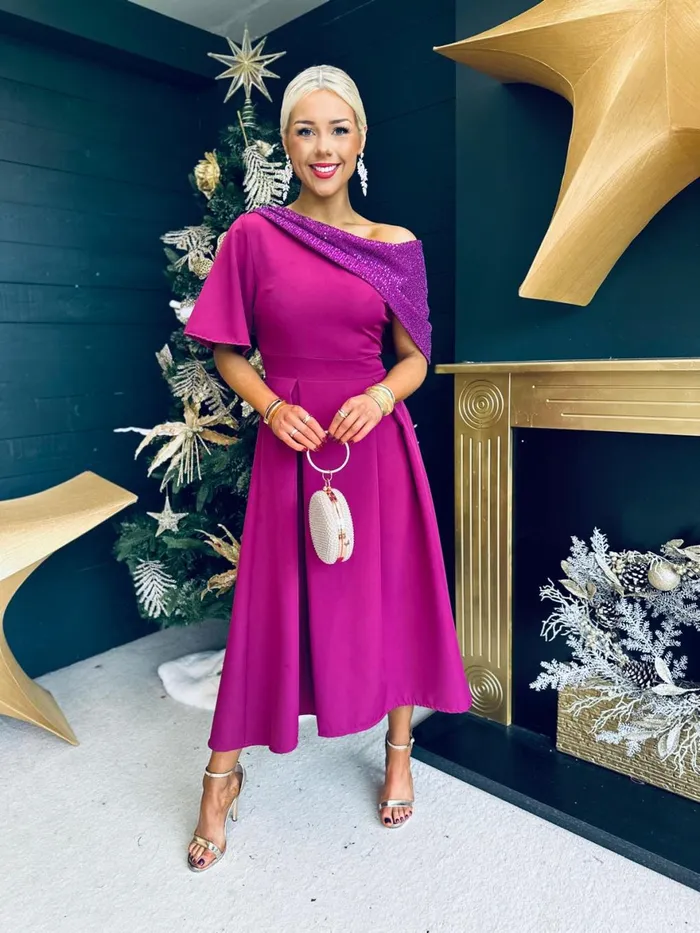 Women Evening Dress Canella Lane Juliet Detailed Occasion Dress Berry