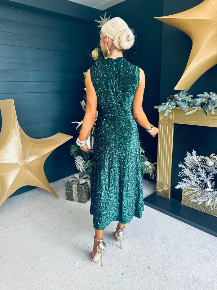 Women Evening Dress Canella Lane Kasey Gathered Occasion Dress Forest