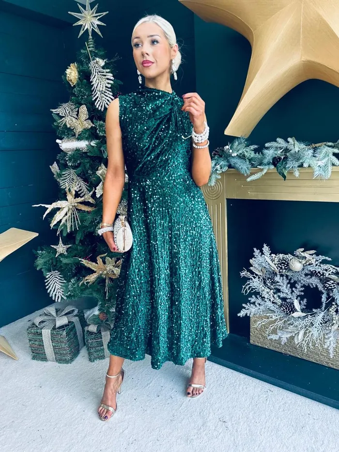 Women Evening Dress Canella Lane Kasey Gathered Occasion Dress Forest