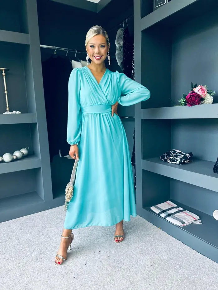 Women Evening Dress Canella Lane Maeve Banded Midi Dress Aqua