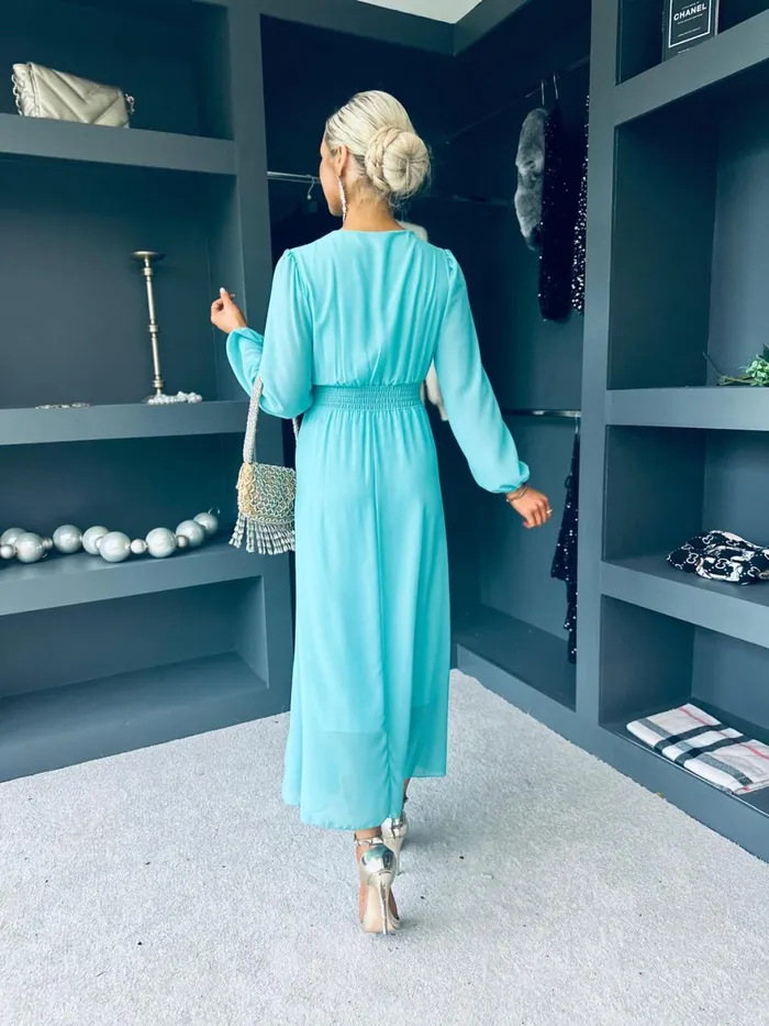 Women Evening Dress Canella Lane Maeve Banded Midi Dress Aqua