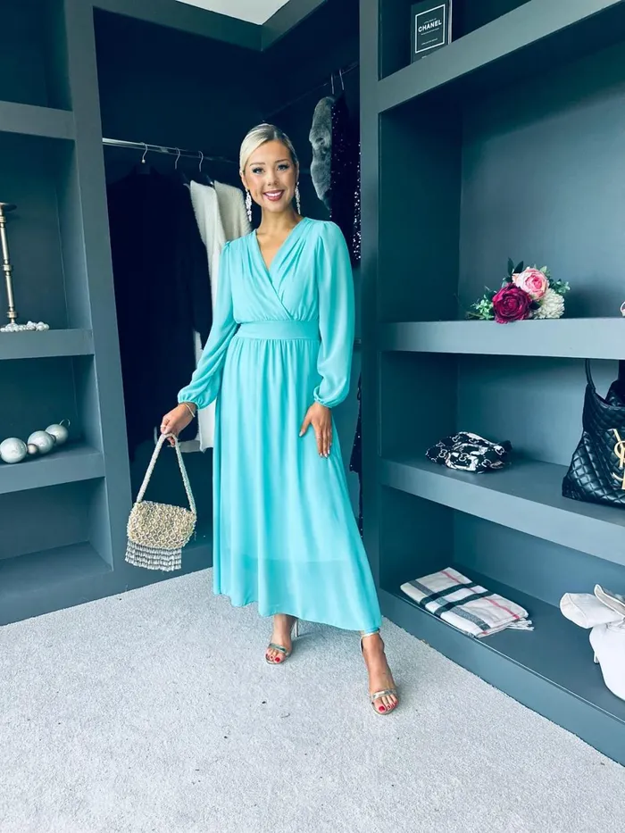 Women Evening Dress Canella Lane Maeve Banded Midi Dress Aqua