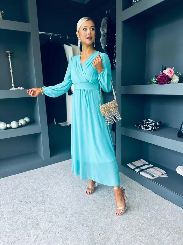 Women Evening Dress Canella Lane Maeve Banded Midi Dress Aqua