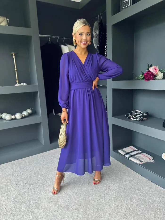 Women Evening Dress Canella Lane Maeve Banded Midi Dress Violet