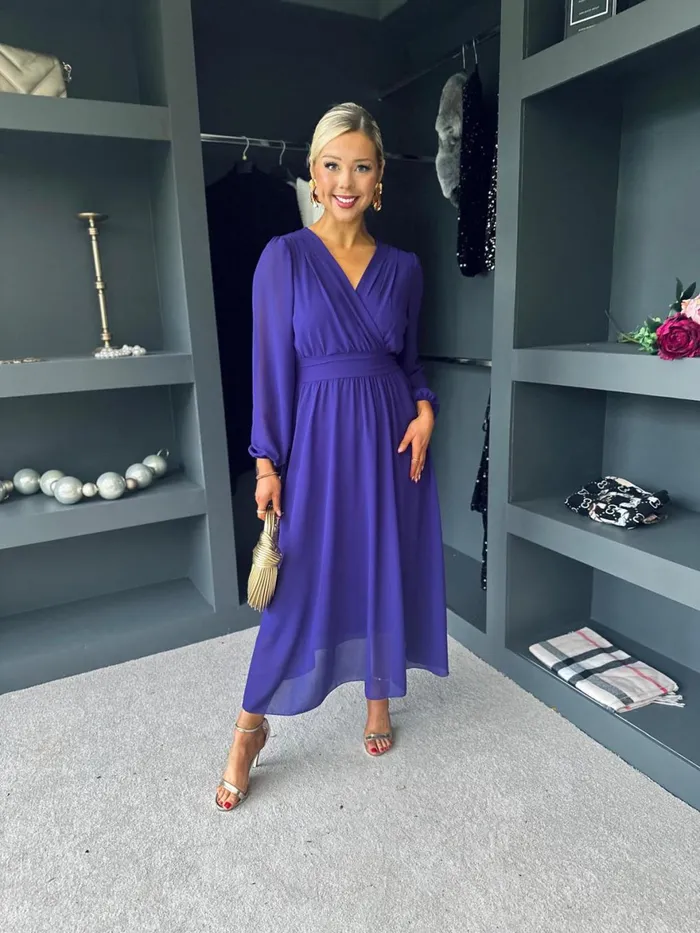 Women Evening Dress Canella Lane Maeve Banded Midi Dress Violet