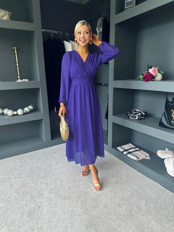 Women Evening Dress Canella Lane Maeve Banded Midi Dress Violet