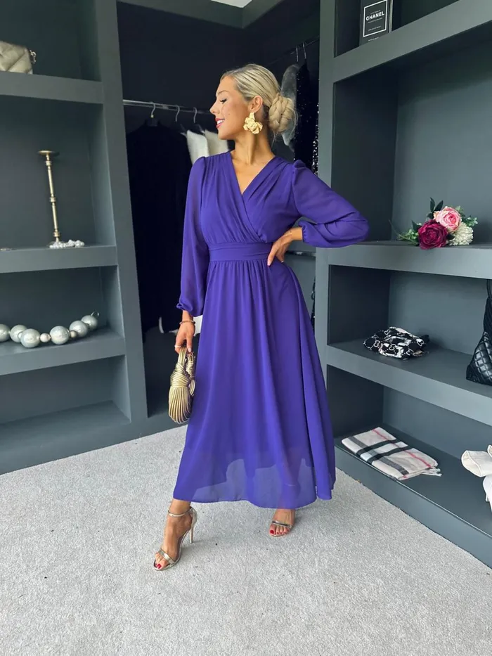 Women Evening Dress Canella Lane Maeve Banded Midi Dress Violet