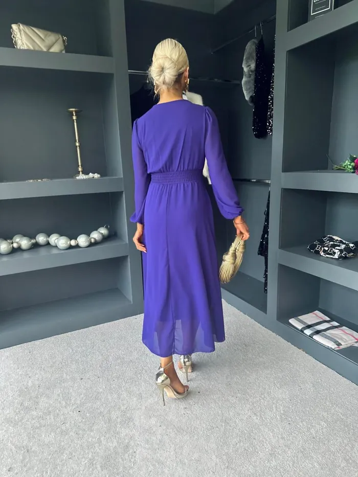 Women Evening Dress Canella Lane Maeve Banded Midi Dress Violet