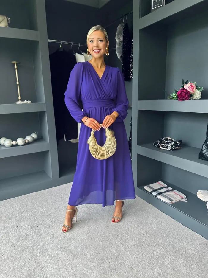 Women Evening Dress Canella Lane Maeve Banded Midi Dress Violet