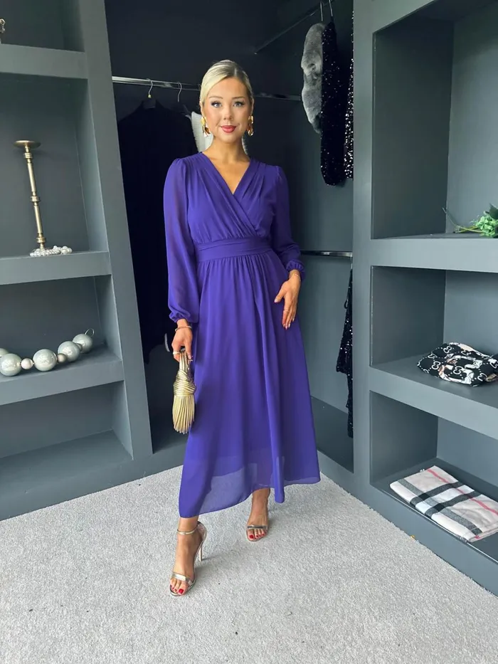 Women Evening Dress Canella Lane Maeve Banded Midi Dress Violet