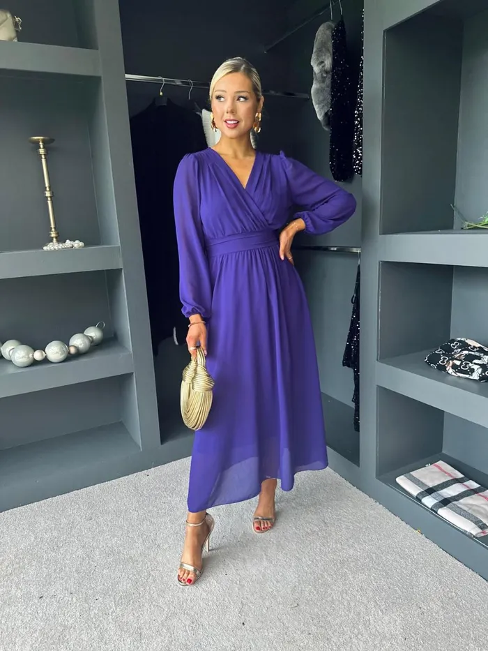 Women Evening Dress Canella Lane Maeve Banded Midi Dress Violet
