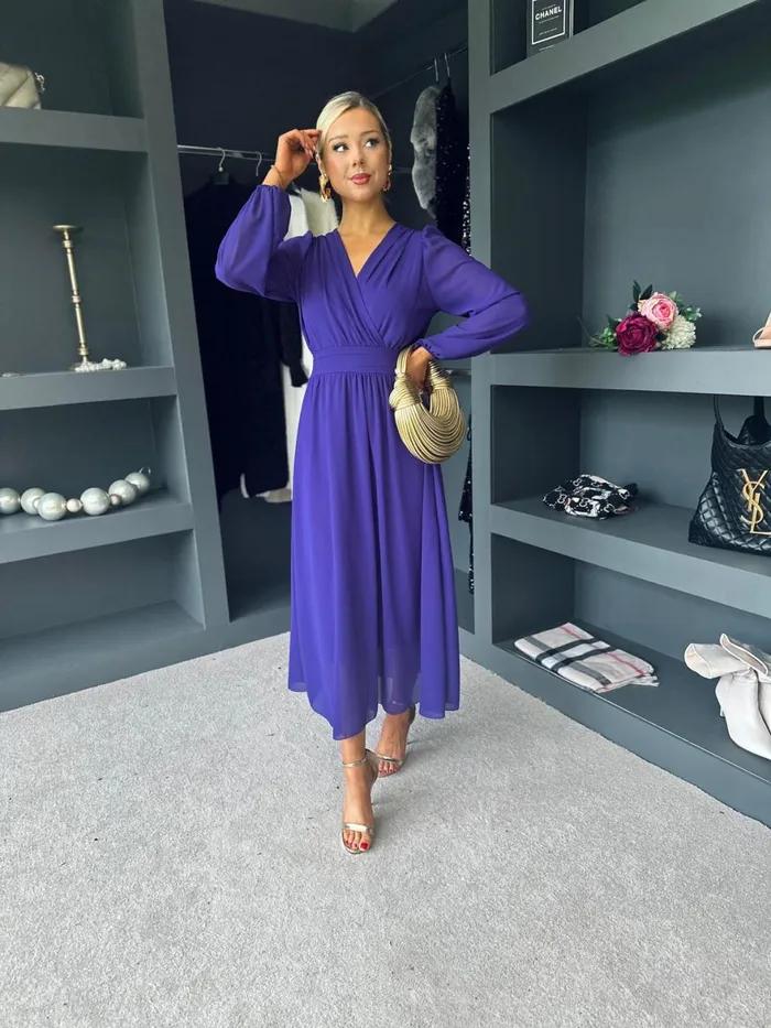 Women Evening Dress Canella Lane Maeve Banded Midi Dress Violet