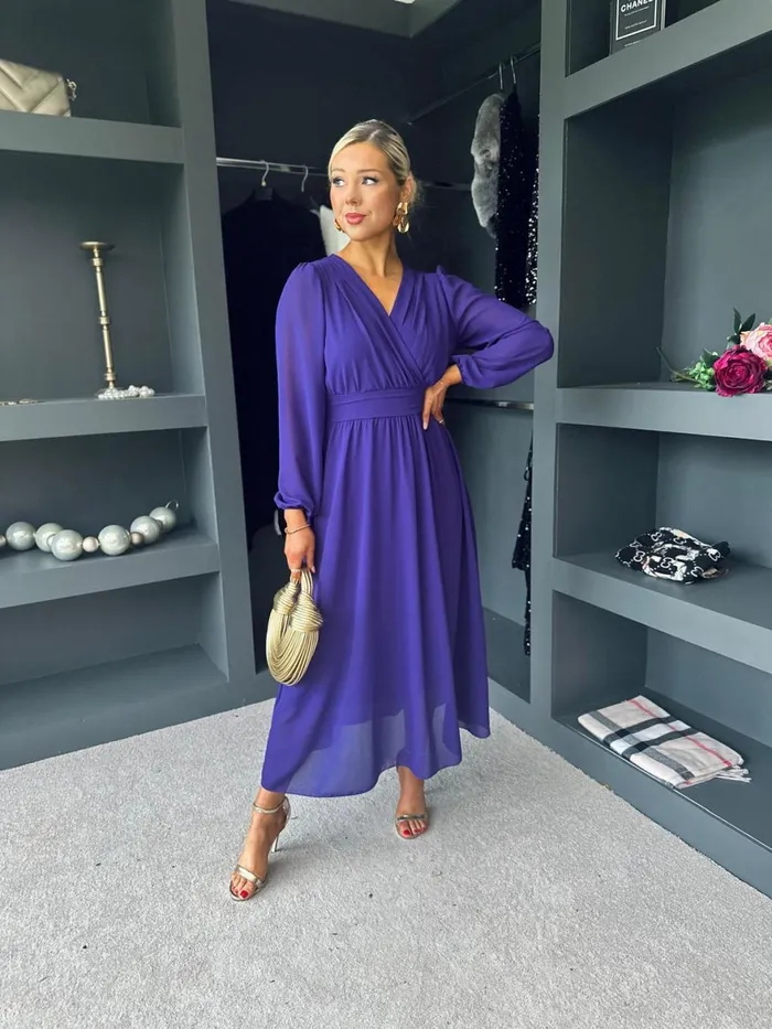 Women Evening Dress Canella Lane Maeve Banded Midi Dress Violet