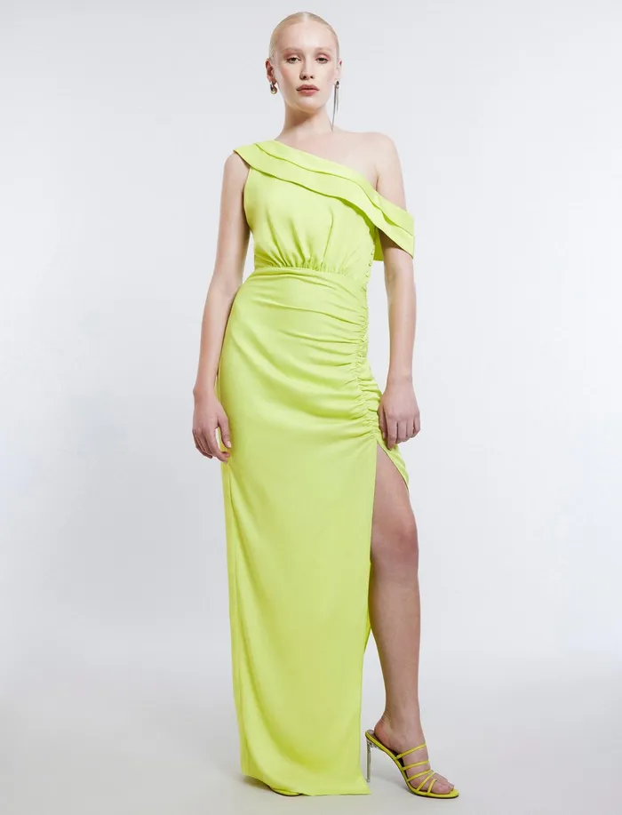 Women Evening Dresses and Gowns BCBG Layla Draped Shoulder Gown Evening Primrose