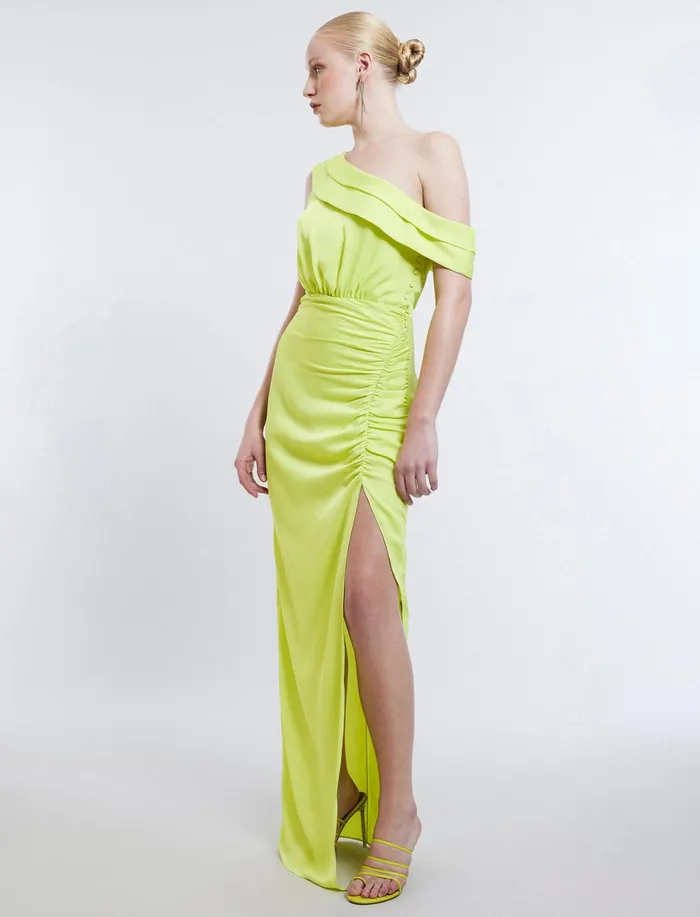 Women Evening Dresses and Gowns BCBG Layla Draped Shoulder Gown Evening Primrose