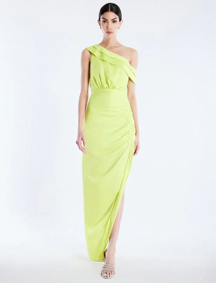 Women Evening Dresses and Gowns BCBG Layla Draped Shoulder Gown Evening Primrose
