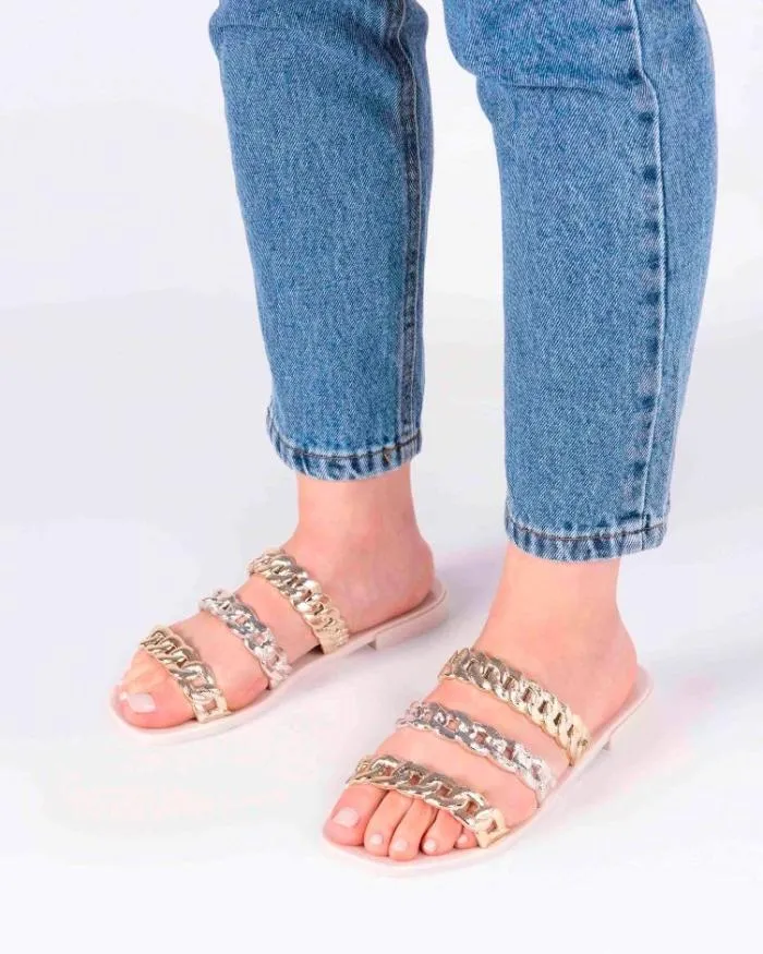 Women Feel Beige Melissa Slides