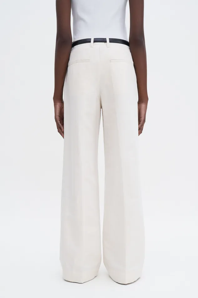 Women filippak Relaxed Straight Cotton Linen Trousers Cream White Trousers Women filippak Relaxed Straight Cotton Linen Trousers Cream White Trousers