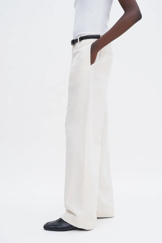 Women filippak Relaxed Straight Cotton Linen Trousers Cream White Trousers Women filippak Relaxed Straight Cotton Linen Trousers Cream White Trousers