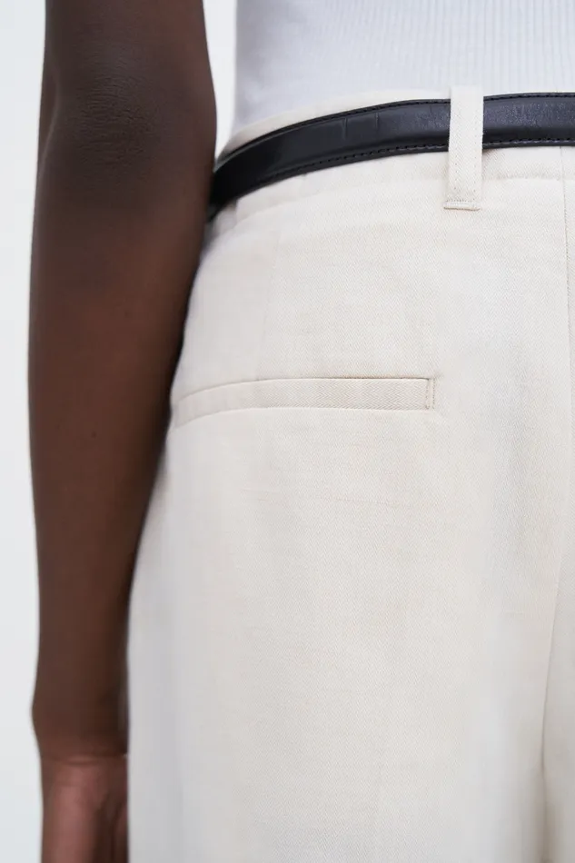 Women filippak Relaxed Straight Cotton Linen Trousers Cream White Trousers Women filippak Relaxed Straight Cotton Linen Trousers Cream White Trousers