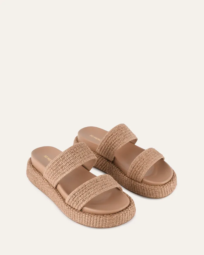 Women FLAT SANDALS jomercer Marco flat sandals tan raffia