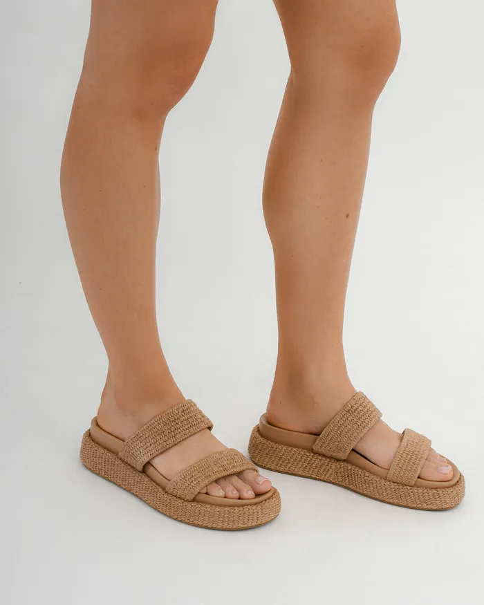 Women FLAT SANDALS jomercer Marco flat sandals tan raffia