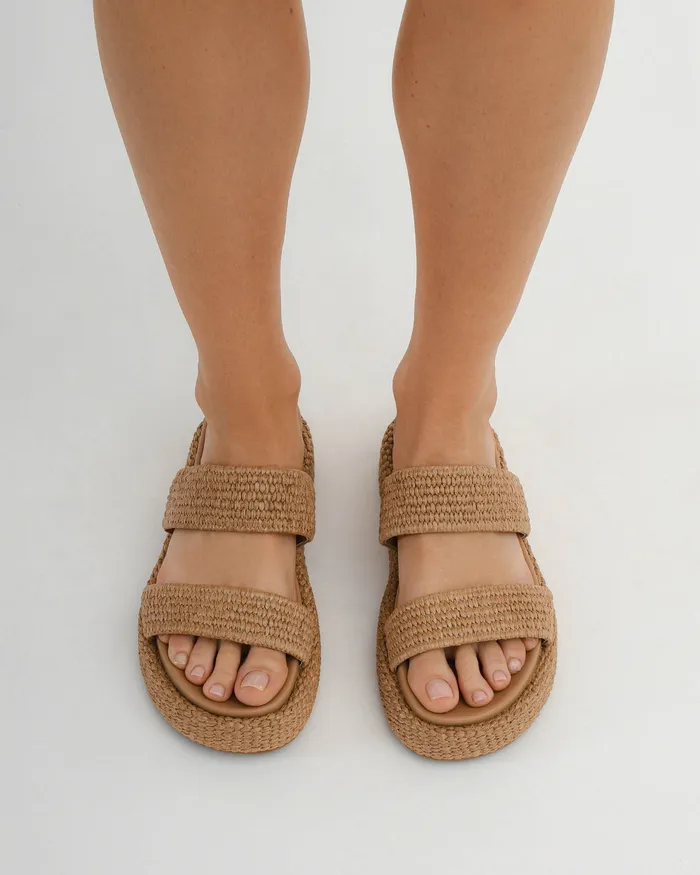 Women FLAT SANDALS jomercer Marco flat sandals tan raffia
