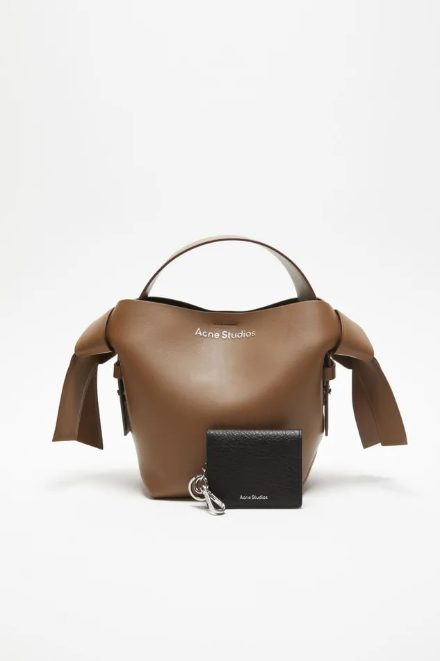 Women Folded Leather Wallet Black Acne Studios Small Leather Goods