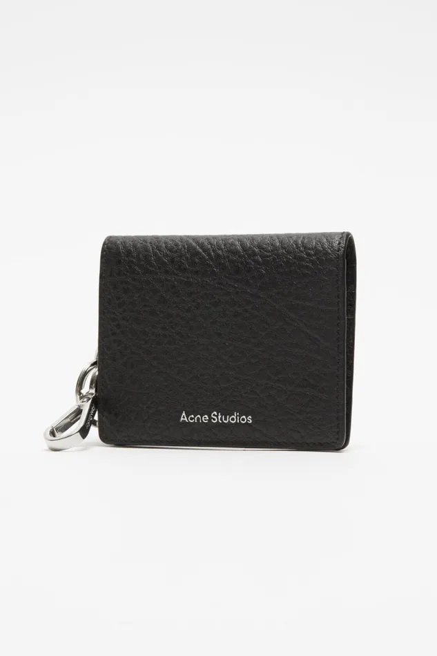 Women Folded Leather Wallet Black Acne Studios Small Leather Goods
