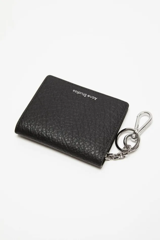 Women Folded Leather Wallet Black Acne Studios Small Leather Goods