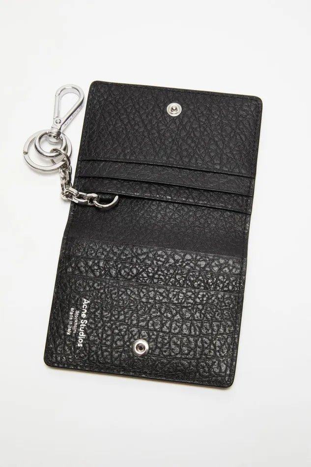 Women Folded Leather Wallet Black Acne Studios Small Leather Goods