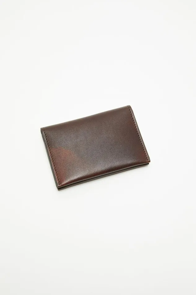 Women Folded Leather Wallet Dark Brown Acne Studios Small Leather Goods