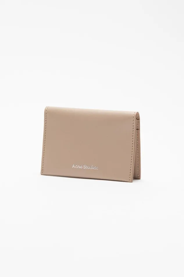 Women Folded Leather Wallet Taupe Beige Acne Studios Small Leather Goods