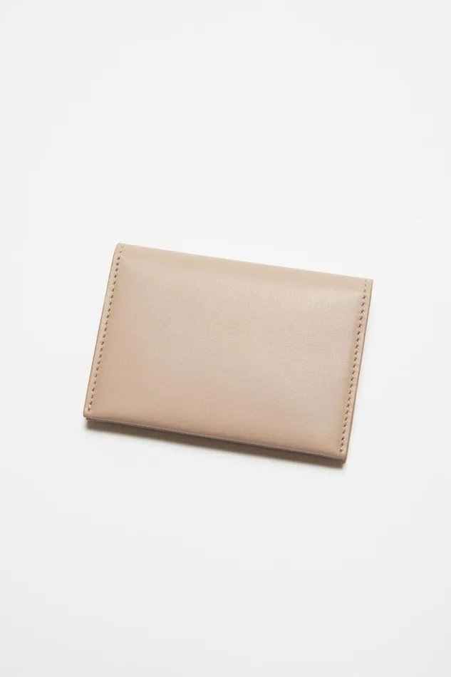 Women Folded Leather Wallet Taupe Beige Acne Studios Small Leather Goods