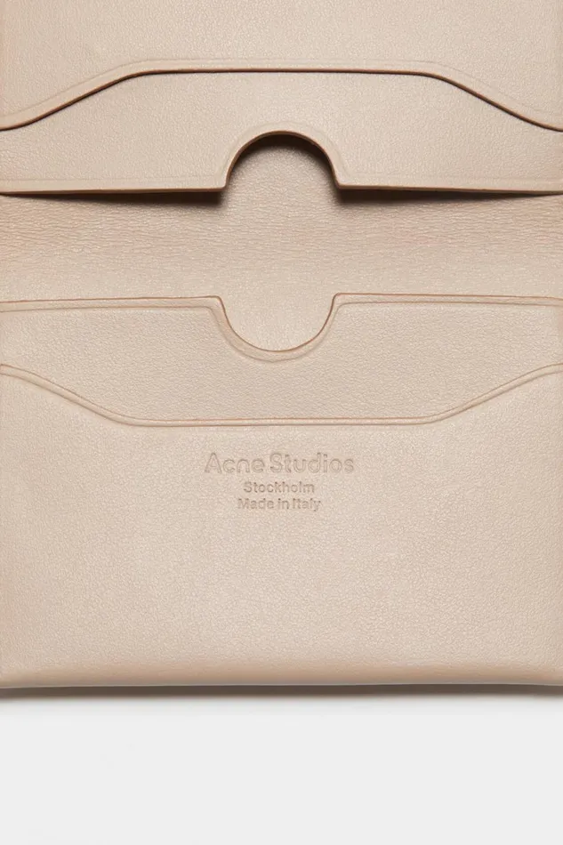 Women Folded Leather Wallet Taupe Beige Acne Studios Small Leather Goods