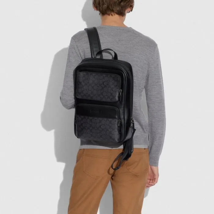 Women Gotham Backpack In Signature Canvas Black Coppercharcoalblack Coach Backpacks