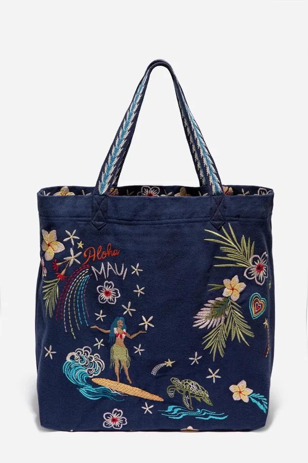 Women Handbags Johnny Was Hawaii Everyday Tote Navy Women Handbags Johnny Was Hawaii Everyday Tote Navy