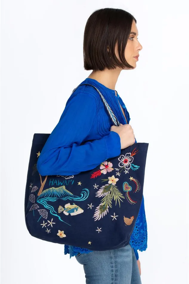 Women Handbags Johnny Was Hawaii Everyday Tote Navy Women Handbags Johnny Was Hawaii Everyday Tote Navy