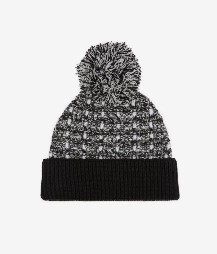 Women Hats and Scarves THE KOOPLES Black And White Tweed Sequined Beanie